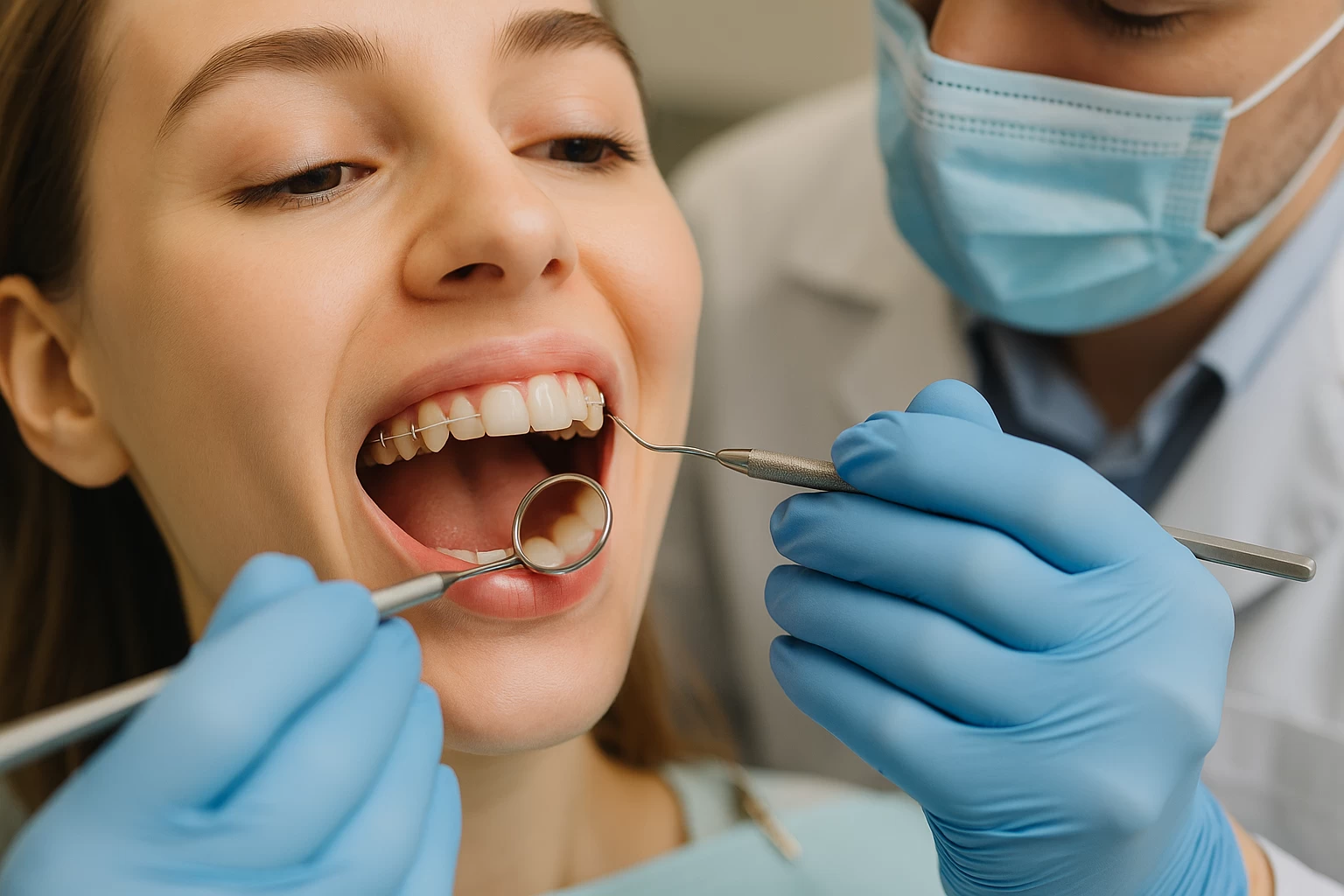 醫檢查患者牙齒咬合與磨耗情形，評估是否需要牙齒矯正改善不正咬合與磨耗問題。