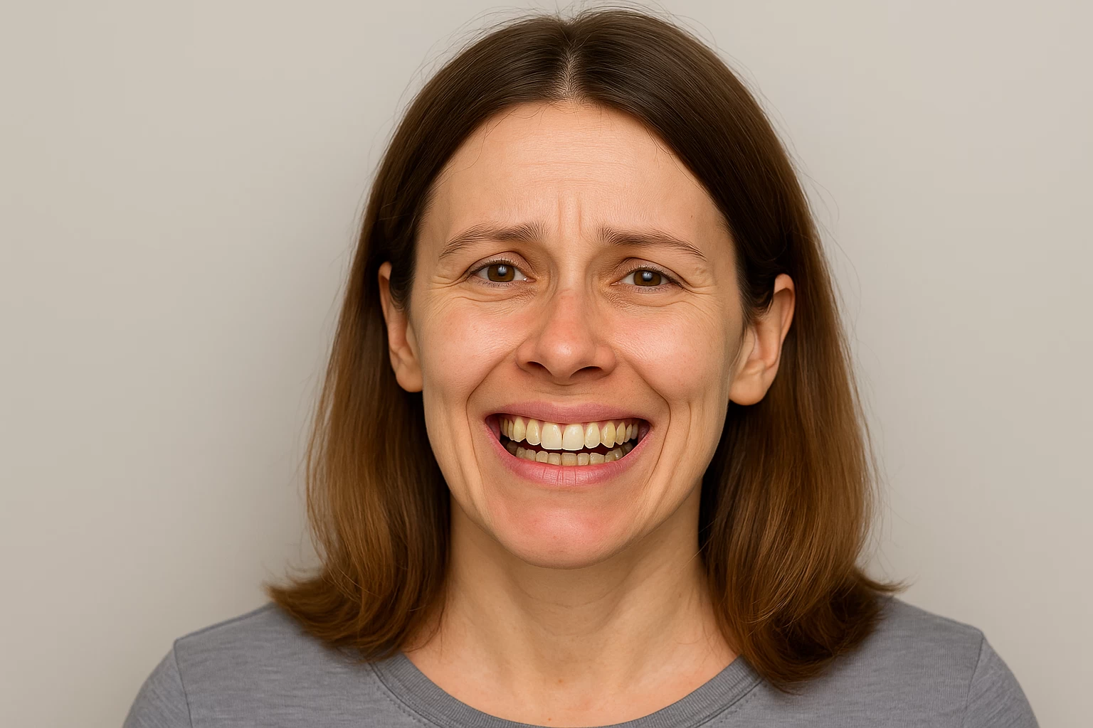 牙齒酸軟、琺瑯質流失怎麼辦?矯正+人工琺瑯質新技術一次解決 女性患者坐在牙科診療椅上微笑,牙齒潔白健康,象徵經過琺瑯質修復與酸蝕防護後的成果,強調預防牙齒酸軟的重要性。